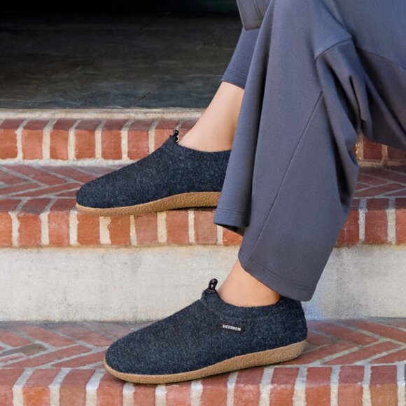 Giesswein Vent Slippers Virgin Wool House Shoes Slip On Adjustable Blue 37 US 6 - Picture 3 of 11